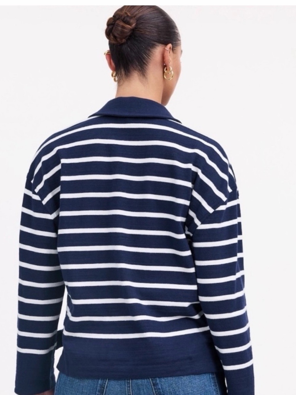 Madewell Navy and White Striped Knit Top 0396 - Picture 3 of 6